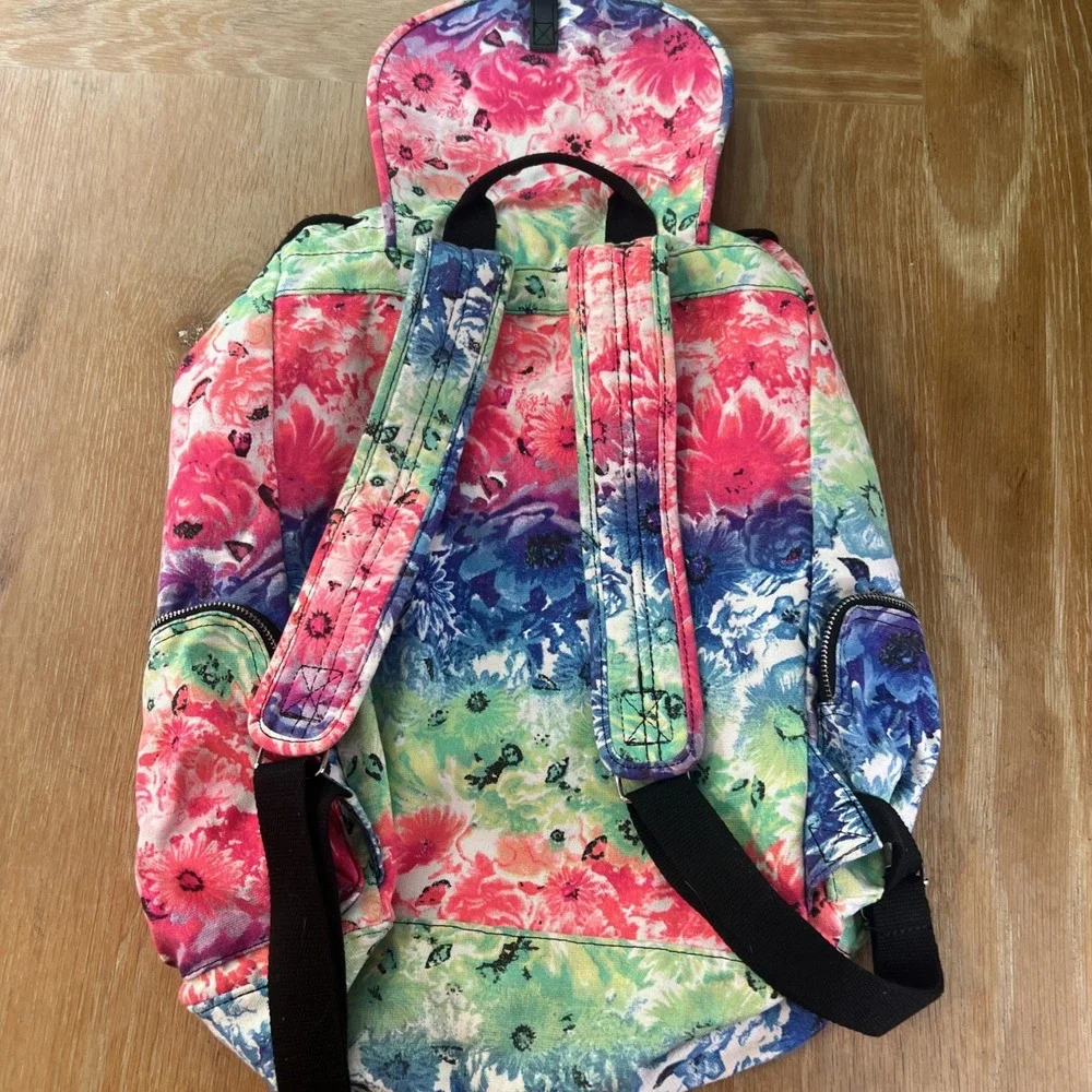 Victoria Secret PINK~Super Cute Multi-Color Floral print Backpack Tie Dye‎